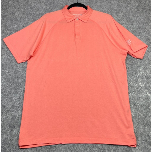 Peter Millar Crown Sport Men Polo Shirt Golf The Country Club Brookline Orange L - Picture 1 of 10